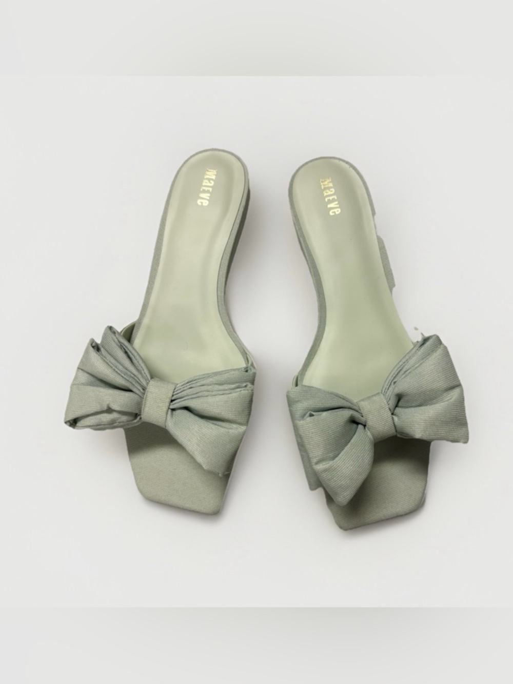 Maeve Pale Mint Bow Slide Mules size 8